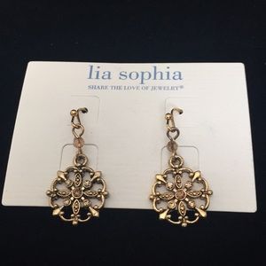 Lia Sophia brushes gold plated drop earrings